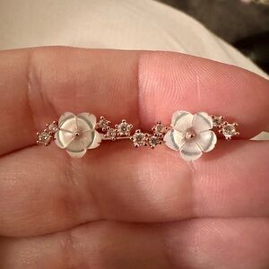 Rior Design Floral Mother-of-Pearl & Crystal Bar Earrings - Rose Gold Tone